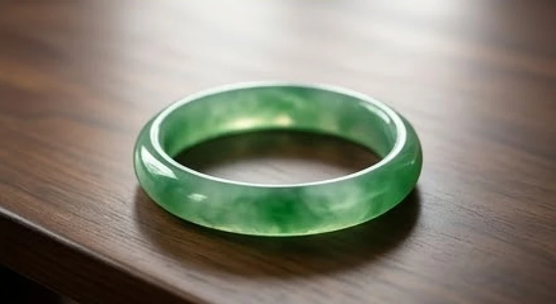 Chiếc vòng tay ngọc bích màu xanh lục trong trẻo mang lại sự bình an và cân bằng cảm xúc cho người lớn tuổi