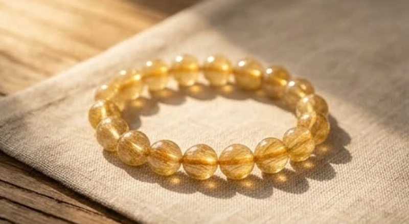 Vòng tay đá thạch anh tóc vàng rực rỡ mang năng lượng tương sinh cho tuổi Quý Dậu