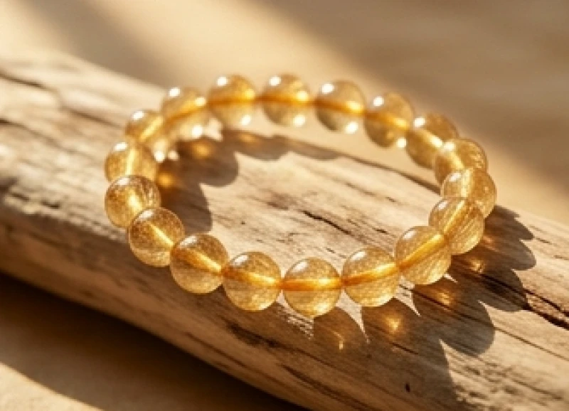 Vòng tay đá phong thủy thạch anh tóc vàng mang nguồn năng lượng mạnh mẽ của hành Thổ