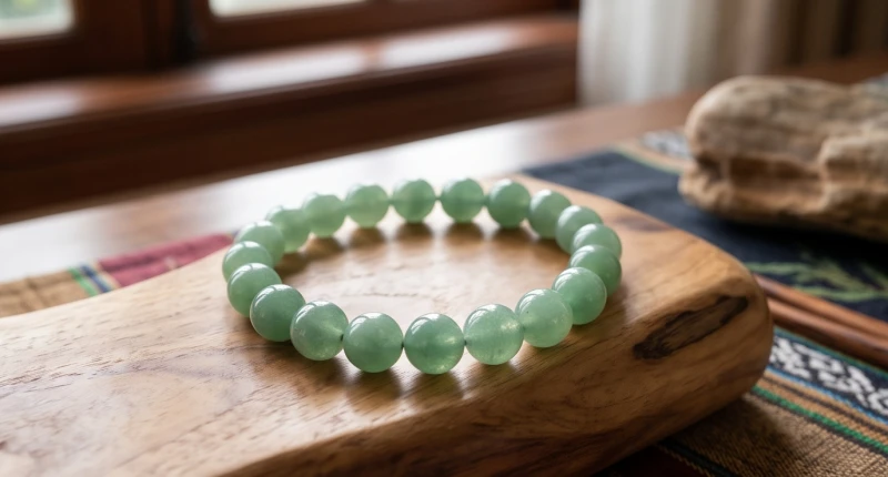 Vòng tay đá thạch anh xanh Aventurine mang lại sự bình an cho bản mệnh Sơn Hạ Hỏa