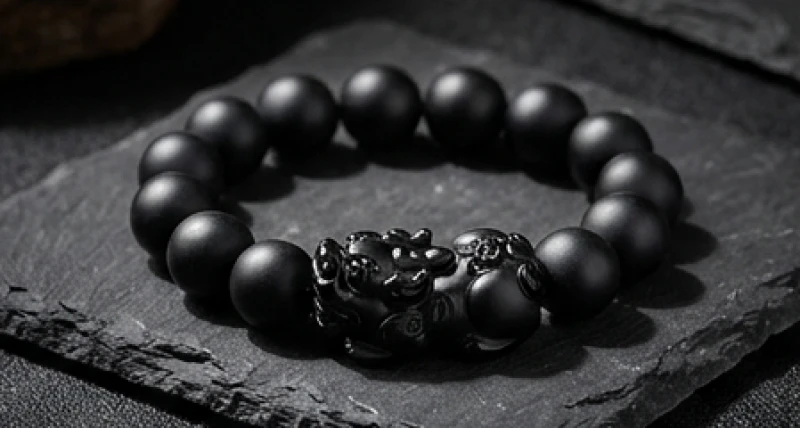 Vòng tay tỳ hưu bằng đá obsidian đen hạt lớn mạnh mẽ dành riêng cho nam giới