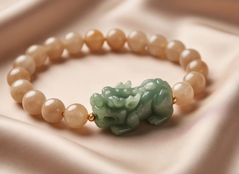 Tỳ Hưu Phong Thủy Tuổi Tuất: Bảng Màu & Cách Tẩy Uế Chuẩn 1 Cận cảnh vòng tay tỳ hưu phong thủy tuổi tuất được chế tác từ đá tự nhiên nguyên khối tinh xảo