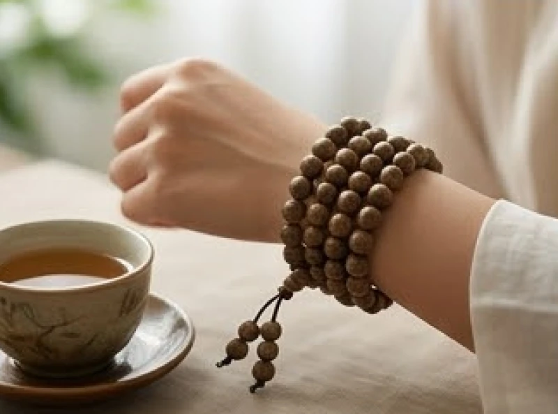 Chiếc vòng tay trầm hương phong thủy cao cấp được đeo trên cổ tay nhằm xoa dịu tinh thần và thu hút nguồn năng lượng tốt