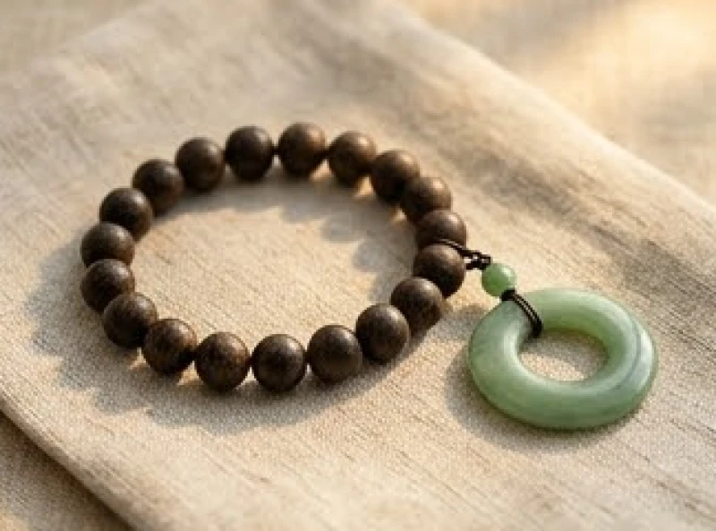 Vòng tay trầm hương và chuỗi ngọc bích xanh lá cây phù hợp cho người mệnh Mộc