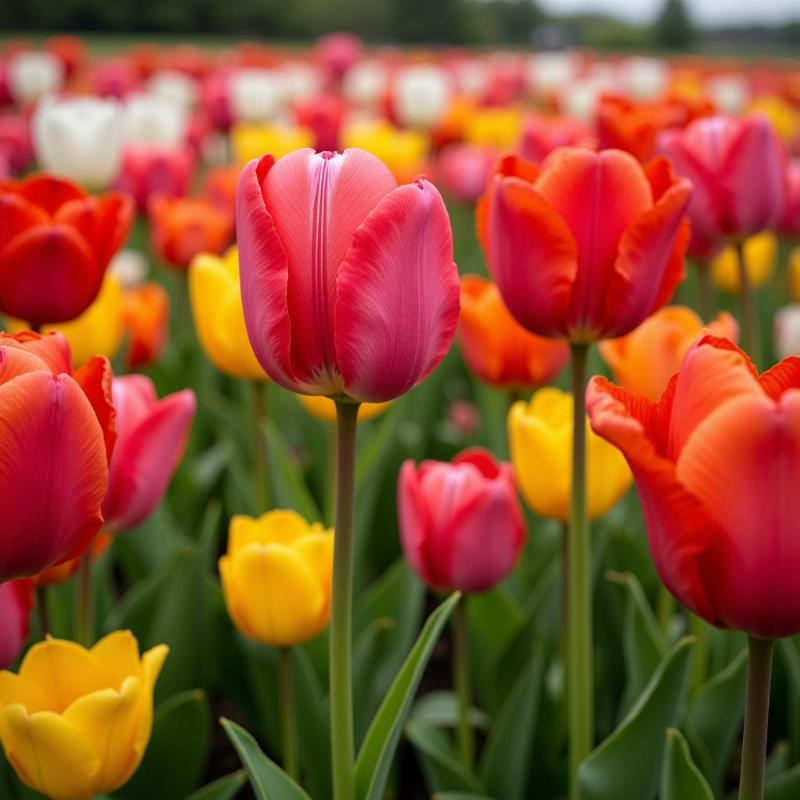 Vườn hoa tulip nở rộ, đầy màu sắc, mang ý nghĩa tốt lành