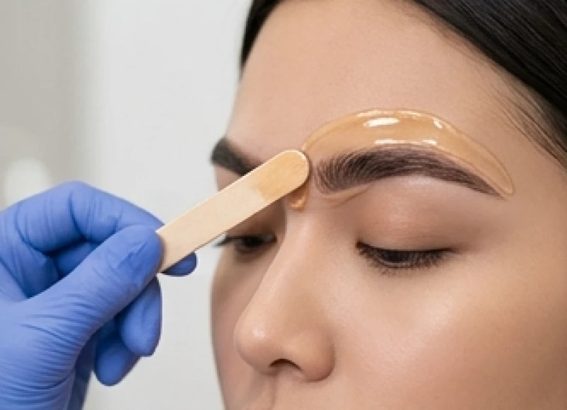 Quá trình wax sáp nóng để làm sạch vùng lông tơ xung quanh giúp tướng lông mày rậm gọn gàng hơn