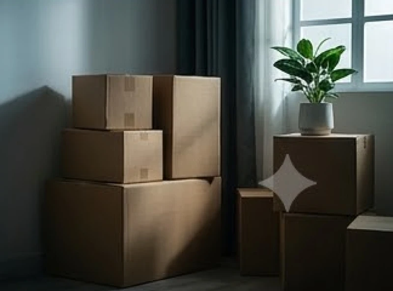Những chiếc hộp các tông đựng đồ đạc cá nhân thể hiện sự xáo trộn hoặc thay đổi chỗ ở đột ngột