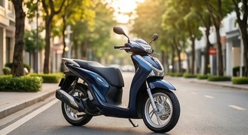 Tuổi Tuất mua xe màu gì: Chuẩn Cung phi nam nữ và cách hóa giải 3 Chiếc xe máy tay ga hiện đại màu xanh dương sẫm đỗ trên tuyến phố tấp nập