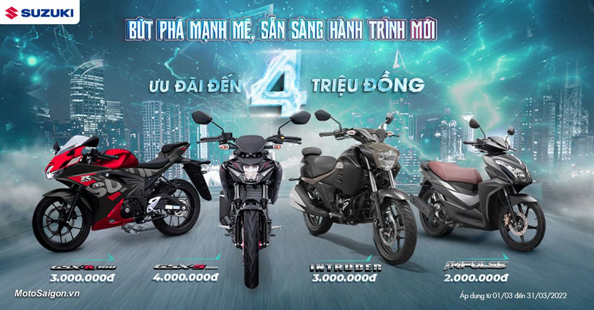 Ưu đãi đến 4 triệu đồng khi mua xe máy Suzuki trong tháng 3 - Motosaigon