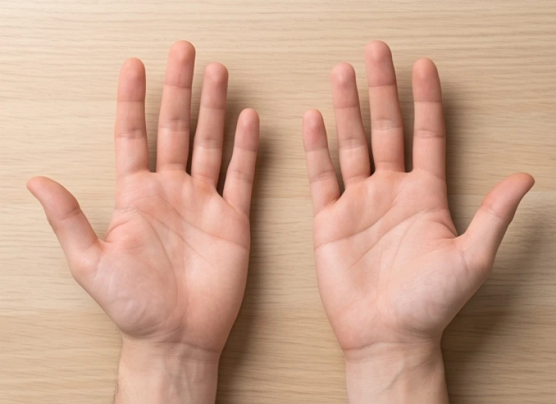 Hai lòng bàn tay mở rộng đặt cạnh nhau để so sánh các đường chỉ tay và độ nhô
