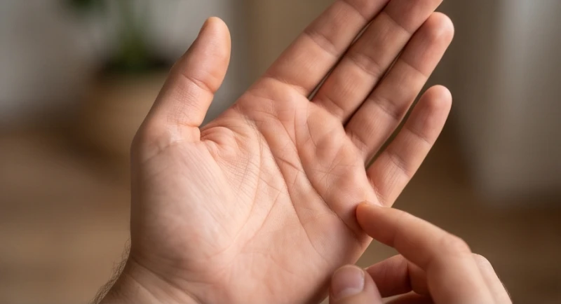 Lòng bàn tay với đường tình duyên ngắn nổi bật đang được quan sát kỹ lưỡng nhằm hiểu rõ tâm đạo