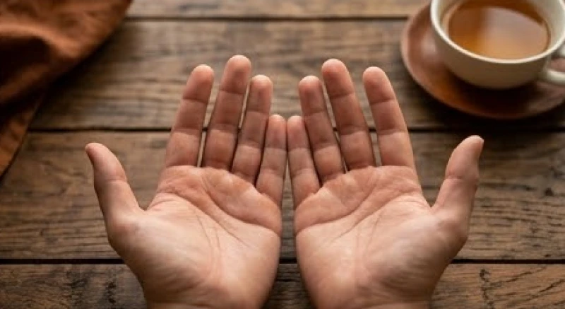 Đường sự nghiệp dài: Tiêu chuẩn nhận biết và ý nghĩa luận giải 5 Hai bàn tay đặt cạnh nhau trên mặt bàn gỗ để so sánh sự khác biệt của các nếp gấp bẩm sinh và thực tế