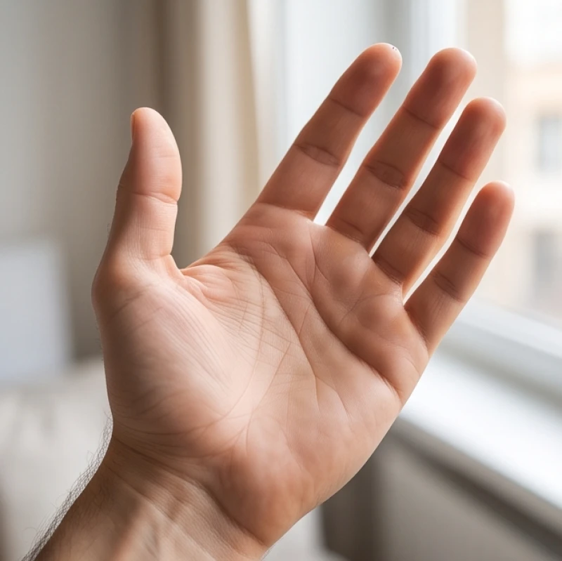 Đường trí đạo tách khỏi đường sinh mệnh: Ý nghĩa theo khoảng cách 1 Lòng bàn tay mở rộng với các đường chỉ nét căng thể hiện sự chủ động trong tư duy