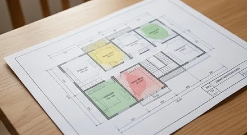 Bản vẽ phân chia hướng nhà tốt lành dựa trên cung phi bát trạch của nam và nữ giới