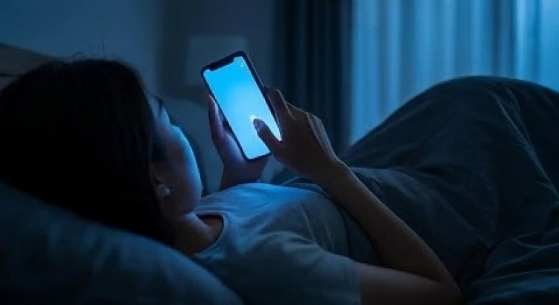 Một người đang nằm lướt điện thoại trong bóng tối, nguyên nhân hàng đầu gây ra hiện tượng ám thị tâm lý