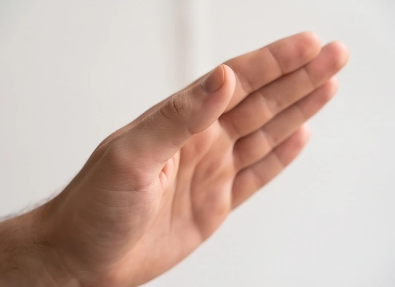 Gò Thủy Tinh trên bàn tay: Cách đo độ cao và giải mã ký hiệu 2 Bàn tay đưa lên ngang tầm mắt quan sát phần thịt dưới gốc ngón út từ góc nghiêng bốn mươi lăm độ
