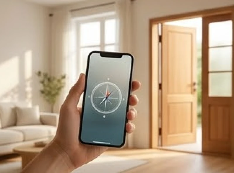 Ứng dụng la bàn trên điện thoại giúp gia chủ định vị chính xác hướng cửa chính và phòng khách