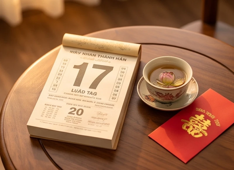 Cuốn lịch vạn sự lật mở để tra cứu tháng đại lợi và tiểu lợi cho nữ mạng tuổi Thìn