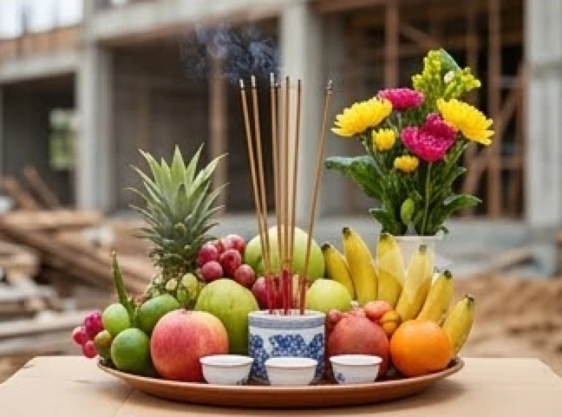 Lễ vật cúng động thổ chuẩn bị tươm tất để khởi công xây dựng ngôi nhà mới mang lại bình an