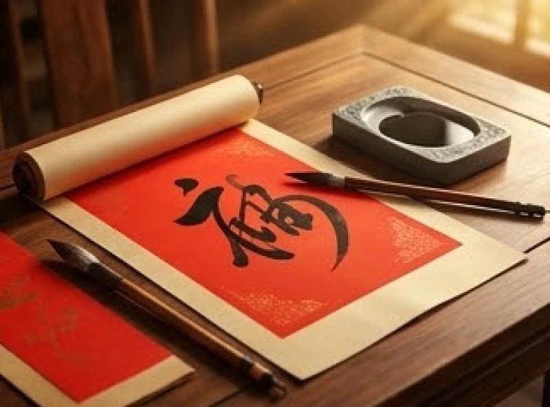 Cuộn giấy đỏ viết thư pháp dùng để chọn ngày giờ đại cát hỗ trợ động thổ trong năm sao hạn