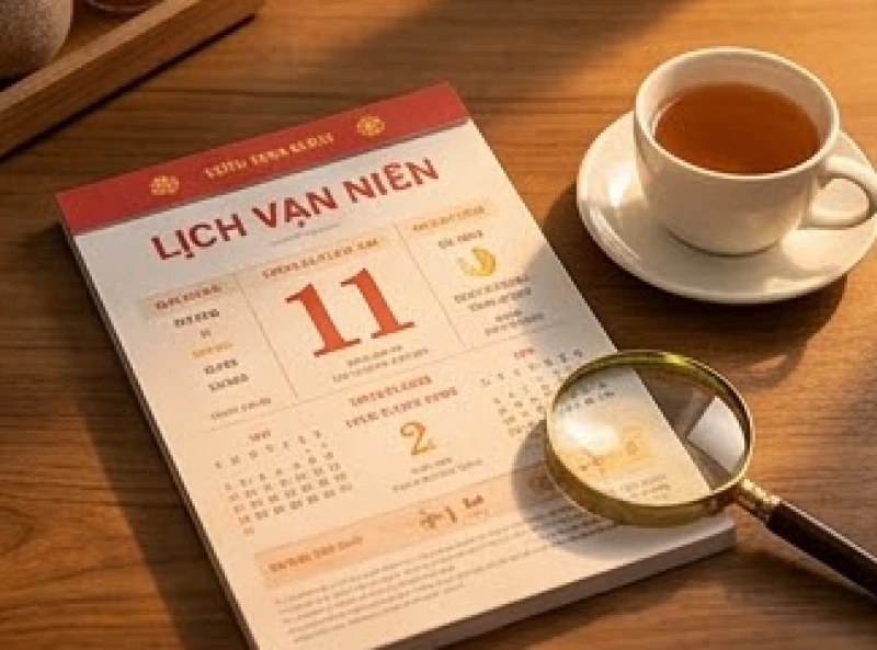 Lịch Vạn Niên mở xem các khung giờ hoàng đạo Đại An và Tốc Hỷ phù hợp để lập bàn thờ