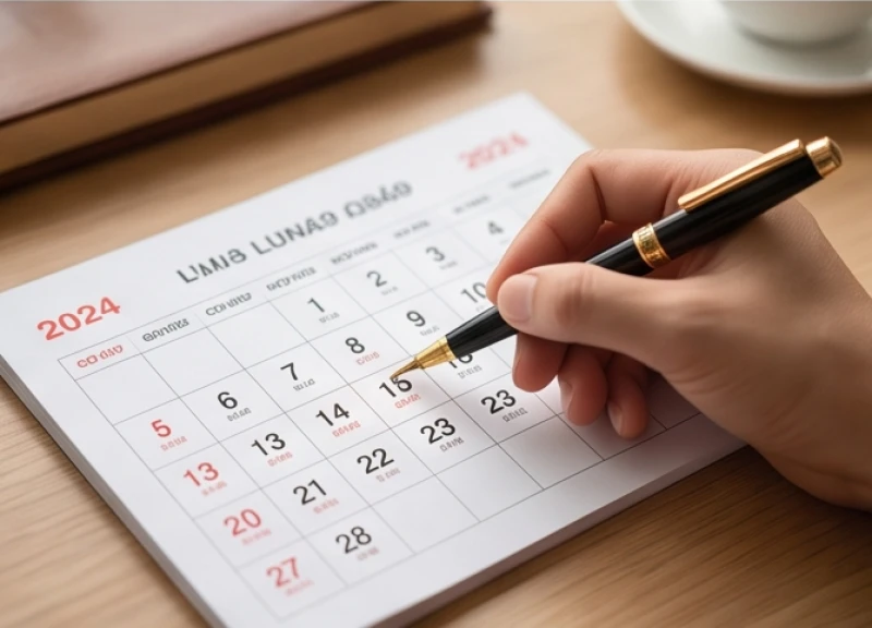 Văn khấn mở hàng đầu năm Bính Ngọ 2026: Bài cúng và lễ vật chuẩn 6 Cuốn lịch vạn niên mở ở trang tháng Giêng âm lịch cùng cây bút đánh dấu ngày hoàng đạo
