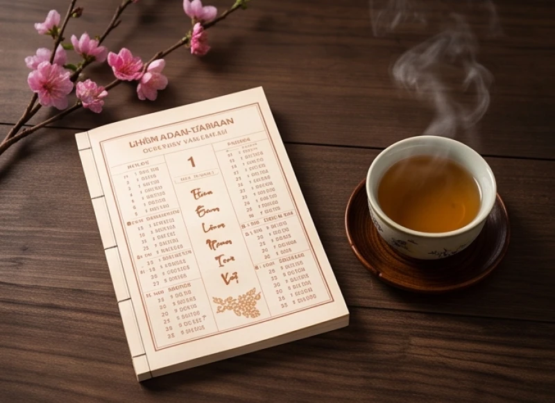 Cuốn lịch vạn sự được lật mở để chọn ngày giờ hoàng đạo cho nghi thức tạ mộ