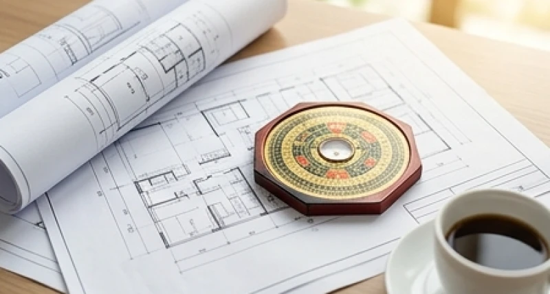 Bản vẽ thiết kế nhà cửa và la bàn phong thủy chuẩn bị cho năm Bính Ngọ