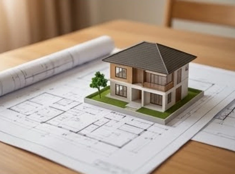 Tử vi trọn đời tuổi Tân Mùi 1991 nam mạng: Mốc 30-40 tuổi 7 Bản vẽ thiết kế kiến trúc và mô hình nhà ở thu nhỏ đặt trên bàn làm việc của kỹ sư