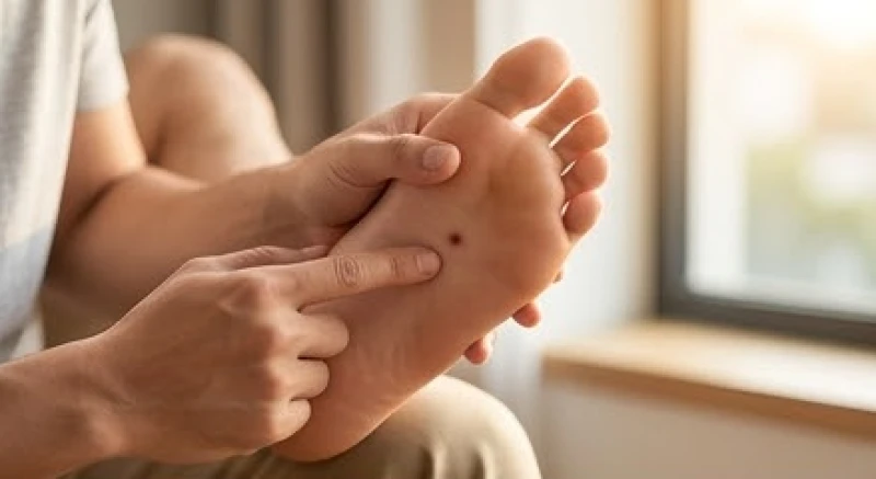 Nốt ruồi ở lòng bàn chân nam: Giải mã vị trí & góc nhìn y khoa 1 Quan sát kỹ nốt ruồi ở lòng bàn chân nam giúp chủ nhân đối chiếu chính xác sức khỏe và vận mệnh