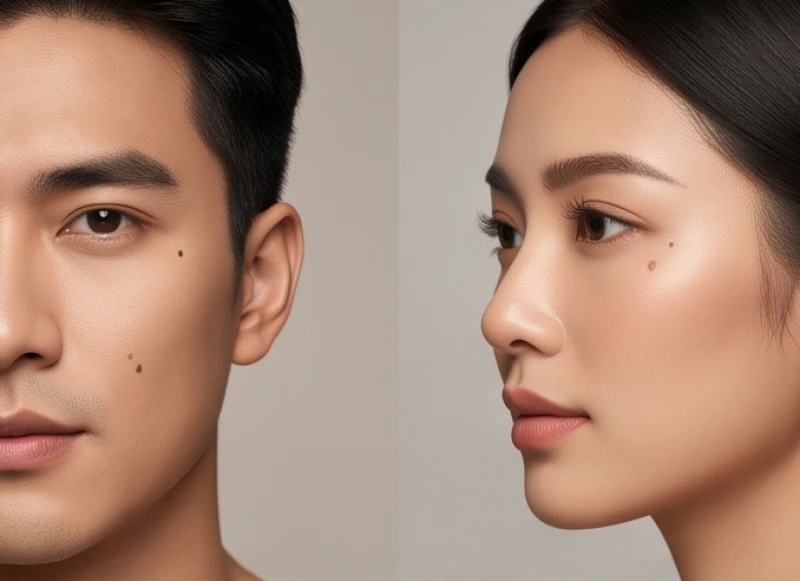 Gương mặt nam giới và nữ giới có nốt ruồi lận đận tình duyên ở những vị trí đặc trưng