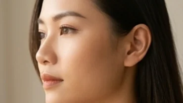 Cận cảnh góc nghiêng khuôn mặt với đôi tai cân đối thể hiện rõ các mốc giải phẫu khi xem tướng tai