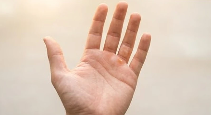 Bàn tay mở rộng với các đường chỉ tay và gò năng lượng nổi bật liên quan đến độ dài ngón áp út