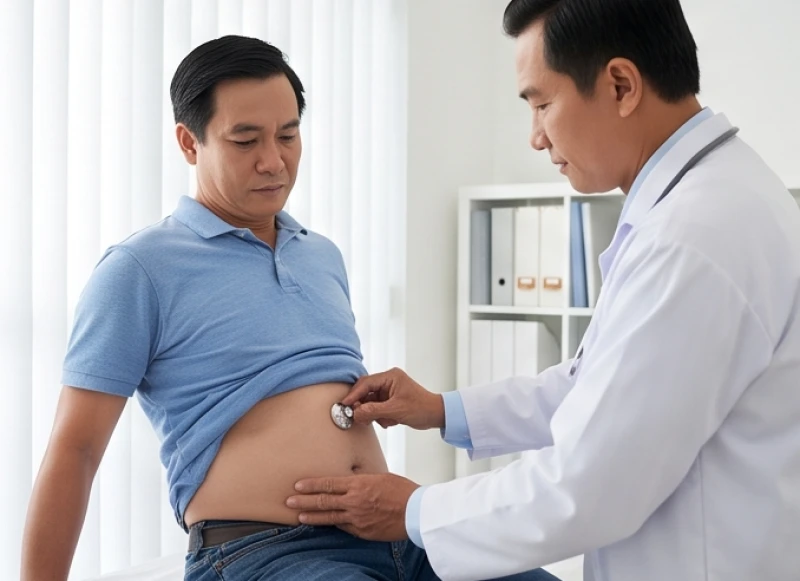 Cán bộ y tế kiểm tra sức khỏe gan mật qua các chỉ số xét nghiệm men gan lâm sàng.