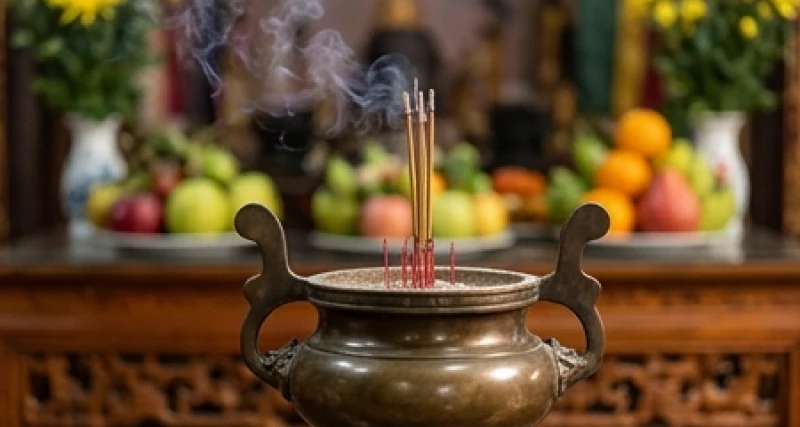 Văn khấn xin lộc tại Đền Giếng: Bài cúng chuẩn và nghi lễ hạ lễ 8 Chờ nhang cháy qua hai phần ba mới tiến hành xin hạ lễ vật tại Đền Giếng