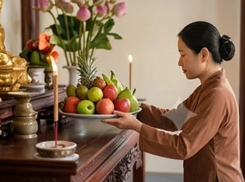 Văn khấn khi vào chính điện: Chuẩn nghi thức chùa và gia tiên 11 Người đi lễ trang nghiêm chắp tay vái xin phép trước khi hạ mâm quả lộc sau khi hoàn thành văn khấn khi vào chính điện