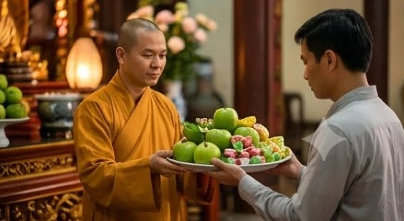 Văn khấn Đền Cô Bé Chí Mìu: Bài xin lộc, lễ tạ chuẩn nghi thức 8 Tín chủ thụ lộc hoa quả và bánh kẹo mang về nhà sau khi xin hạ lễ tại đền