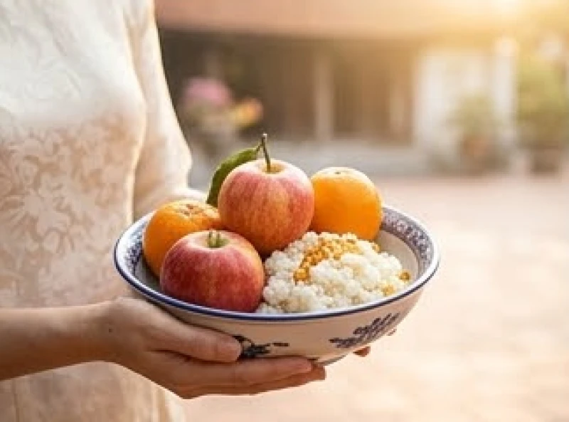 Bưng mâm lộc ngũ quả và bánh kẹo mang về chia cho người thân sau khi hạ lễ
