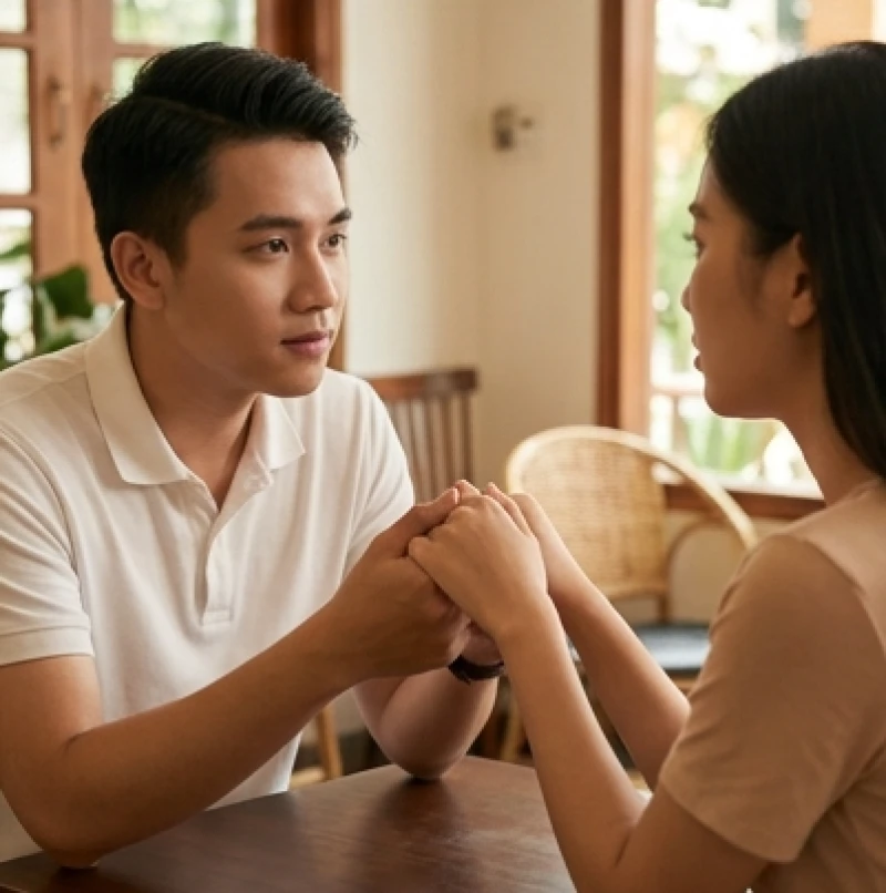 Mất nhẫn đôi là điềm gì: Giải mã tâm linh và kịch bản thú nhận 4 Chàng trai nắm tay người yêu để chân thành thú nhận về việc làm rơi mất chiếc nhẫn