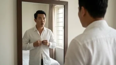 Nam giới đứng trước gương phát hiện xỏ lệch cúc áo là điềm gì vào buổi sáng