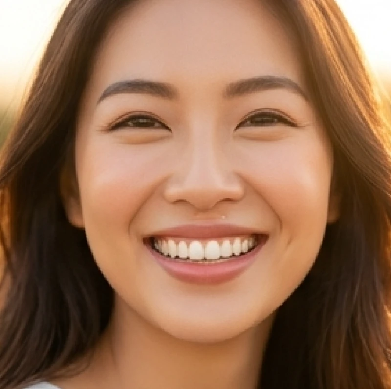 Nụ cười rạng rỡ và tự tin của một người phụ nữ sau khi xóa sẹo nhân trung thành công