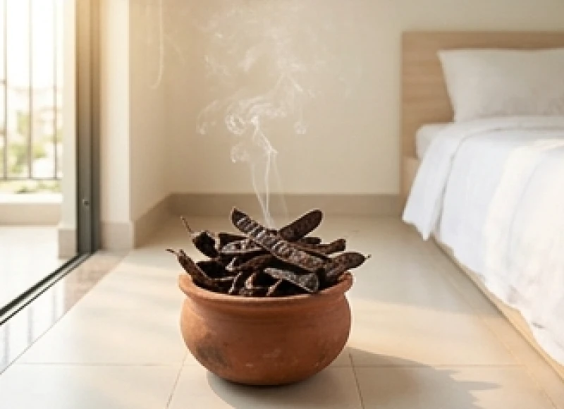 Văn khấn đón mẹ và bé từ viện về: nghi lễ chuẩn và mẹo an toàn 8 Vài quả bồ kết khô được xông trong niêu đất nhỏ đặt ở góc phòng ngủ mở toang cửa sổ