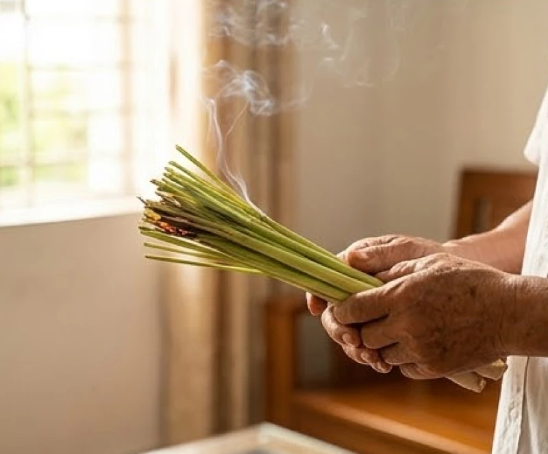 Ra khỏi nhà gặp xe tang là điềm gì: Mẹo xả vía & số may mắn 4 Đốt một bó sả tươi tỏa khói nhẹ để xông hương làm ấm không gian phòng khách khi dọn đến nhà mới