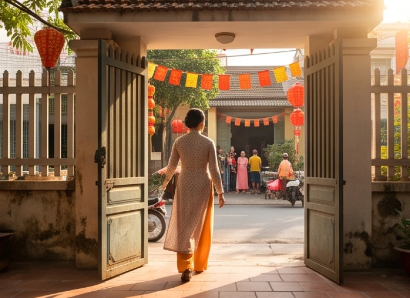Người Việt diện áo dài du xuân và xuất hành trong buổi sáng mùng 1 Tết