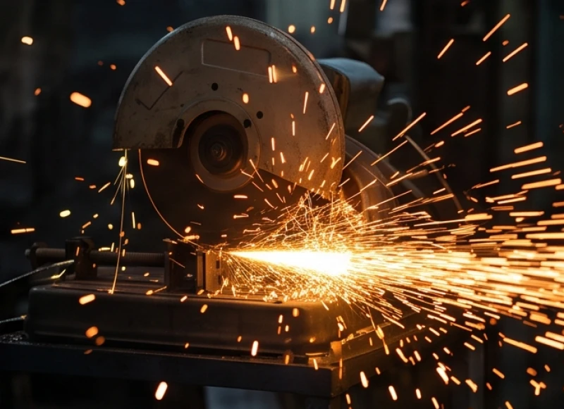 Tia lửa bắn ra từ máy cắt kim loại trong xưởng cơ khí, thuộc hành Kim có tính sát thương với mệnh Mộc