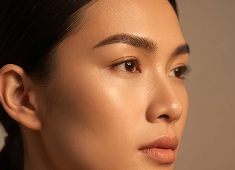 Góc chụp nghiêng 45 độ làm nổi bật phần xương mi cốt nhô cao hài hòa dưới lớp chân mày
