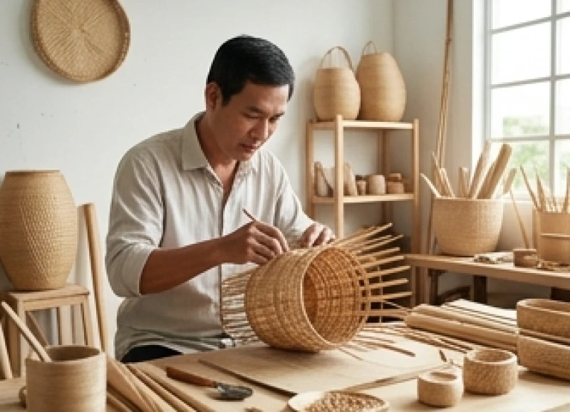Tuổi Dậu hợp kinh doanh gì: Mô hình và vốn theo ngũ hành 4 Thợ mộc đang tỉ mỉ hoàn thiện sản phẩm thủ công mỹ nghệ tại xưởng chế tác