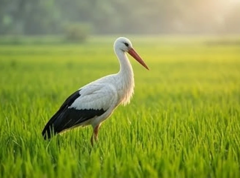 Mơ thấy cò trắng: Điềm báo cát hung và cách luận số tài lộc 1 Con cò trắng đứng yên bình giữa cánh đồng lúa rực rỡ dưới ánh nắng ban mai rực rỡ