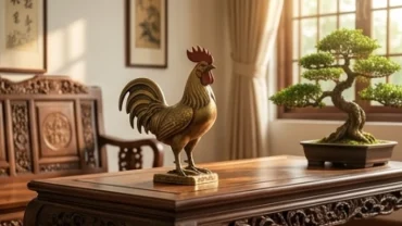 Tượng gà trống bằng đồng thể hiện ý nghĩa con gà trong văn hóa phong thủy giúp chiêu tài và trấn trạch