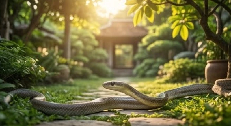 Mơ thấy rắn ráo là điềm gì? Giải mã điềm lành dữ và con số may mắn 2 Người nông dân mỉm cười khi thấy con rắn ráo trườn qua khu vườn thể hiện điềm lành và quý nhân phù trợ
